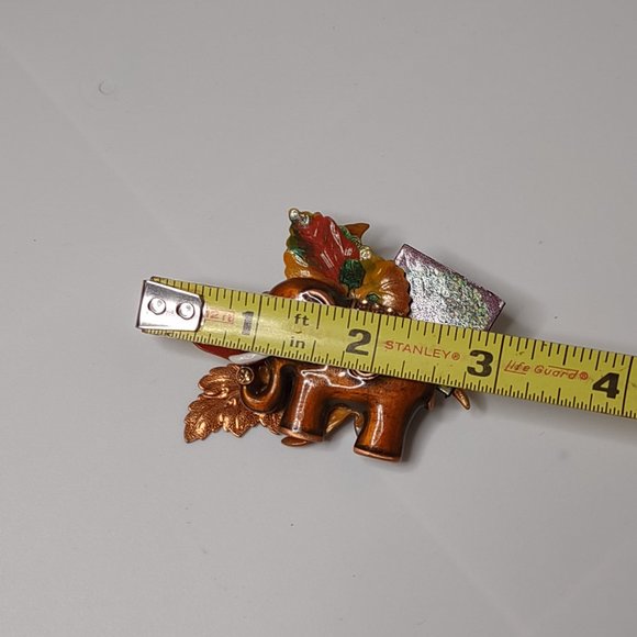 Awesome Fall Themed Lucky Elephant Brooch - Picture 8 of 14